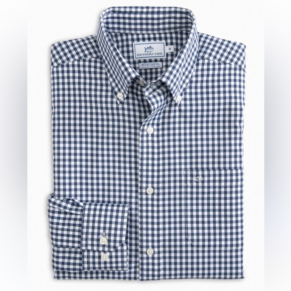 SOUTHERN TIDE MEN'S LS GINGHAM INTERCOASTAL SPORT SHIRT/YACHT BLUE Size XXL - Picture 9 of 9